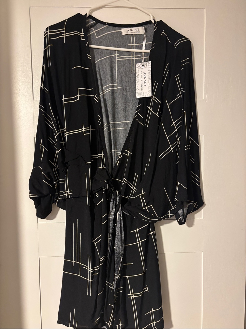 NWT Ava Sky Black and White Windowpane Romper